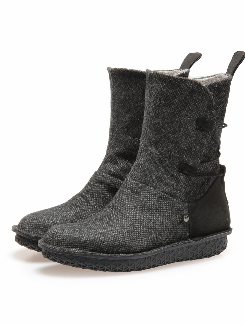 PO-ZU Star Wars Cosplay Rey Black Gray Tweed Boots Ankle Booties Size 38 or 7.5